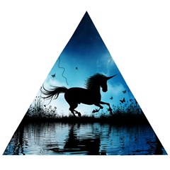 Wonderful Unicorn Silhouette In The Night Wooden Puzzle Triangle by FantasyWorld7