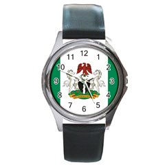 Flag Of Nigeria  Round Metal Watch by abbeyz71