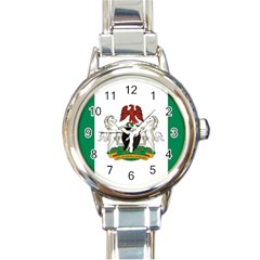 Flag Of Nigeria  Round Italian Charm Watch by abbeyz71