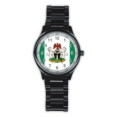 Flag Of Nigeria  Stainless Steel Round Watch by abbeyz71