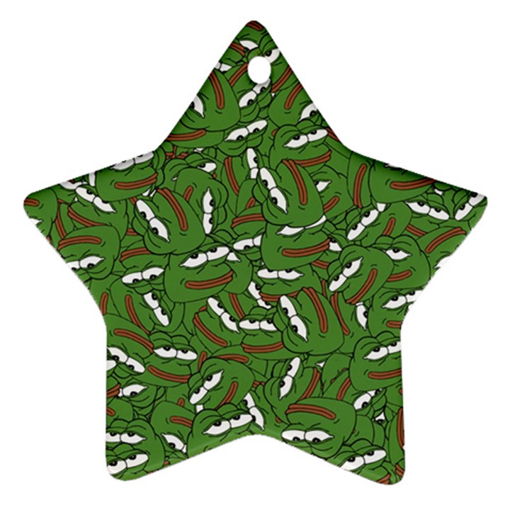 Pepe the Frog Face pattern Green Kekistan meme Ornament (Star)