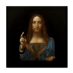Salvator Mundi Leonardo Davindi 1500 Jesus Christ Savior Of The World Original Paint Most Expensive In The World Tile Coaster by snek