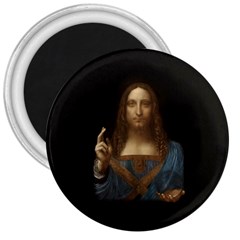 Salvator Mundi Leonardo Davindi 1500 Jesus Christ Savior Of The World Original Paint Most Expensive In The World 3  Magnets by snek