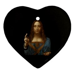 Salvator Mundi Leonardo DaVindi 1500 Jesus Christ Savior of the World Original Paint Most expensive in the world Ornament (Heart)