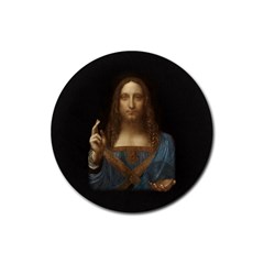 Salvator Mundi Leonardo Davindi 1500 Jesus Christ Savior Of The World Original Paint Most Expensive In The World Rubber Coaster (round)  by snek