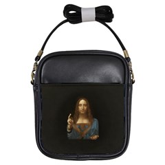 Salvator Mundi Leonardo Davindi 1500 Jesus Christ Savior Of The World Original Paint Most Expensive In The World Girls Sling Bag by snek