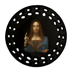 Salvator Mundi Leonardo Davindi 1500 Jesus Christ Savior Of The World Original Paint Most Expensive In The World Round Filigree Ornament (two Sides) by snek