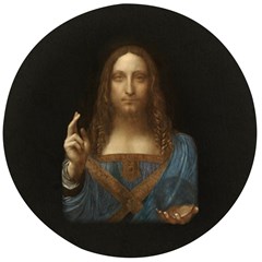 Salvator Mundi Leonardo DaVindi 1500 Jesus Christ Savior of the World Original Paint Most expensive in the world Wooden Bottle Opener (Round)