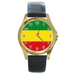 Flag Of Ethiopia Round Gold Metal Watch by abbeyz71