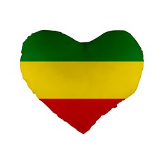 Flag Of Ethiopia Standard 16  Premium Flano Heart Shape Cushions by abbeyz71