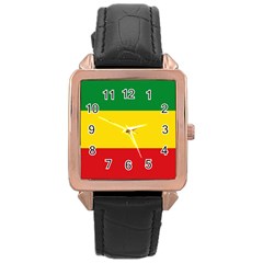 Current Flag Of Ethiopia Rose Gold Leather Watch  by abbeyz71