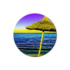 Pop Art Beach Umbrella  Rubber Round Coaster (4 Pack)  by essentialimage
