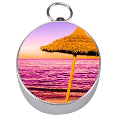 Pop Art Beach Umbrella  Silver Compasses