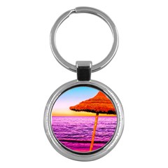 Pop Art Beach Umbrella  Key Chain (round) by essentialimage