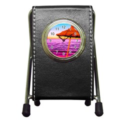 Pop Art Beach Umbrella  Pen Holder Desk Clock by essentialimage