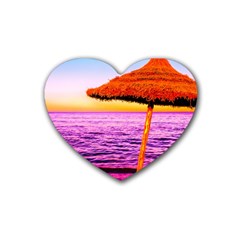 Pop Art Beach Umbrella  Rubber Coaster (heart)  by essentialimage