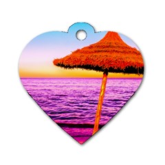 Pop Art Beach Umbrella  Dog Tag Heart (one Side) by essentialimage