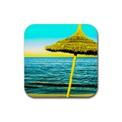 Pop Art Beach Umbrella  Rubber Coaster (square)  by essentialimage