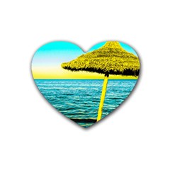 Pop Art Beach Umbrella  Heart Coaster (4 pack) 