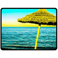 Pop Art Beach Umbrella  Fleece Blanket (Large) 