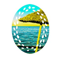 Pop Art Beach Umbrella  Ornament (Oval Filigree)