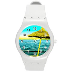 Pop Art Beach Umbrella  Round Plastic Sport Watch (M)