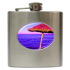 Pop Art Beach Umbrella  Hip Flask (6 Oz) by essentialimage