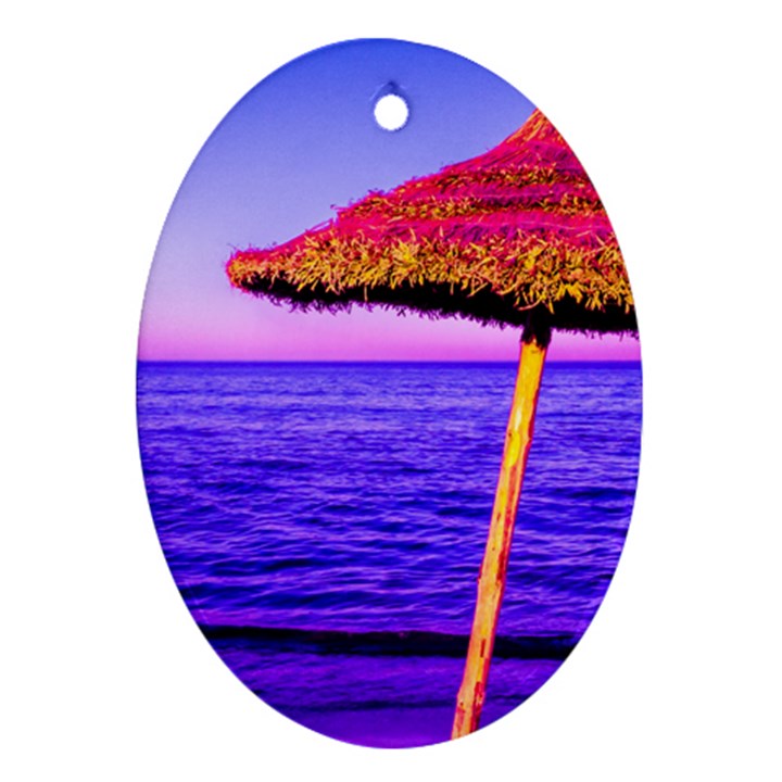 Pop Art Beach Umbrella  Oval Ornament (Two Sides)