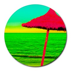 Pop Art Beach Umbrella Round Mousepads by essentialimage