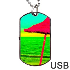 Pop Art Beach Umbrella Dog Tag Usb Flash (two Sides) by essentialimage