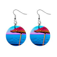 Pop Art Beach Umbrella  Mini Button Earrings by essentialimage