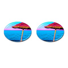 Pop Art Beach Umbrella  Cufflinks (oval) by essentialimage