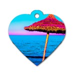 Pop Art Beach Umbrella  Dog Tag Heart (One Side) Front