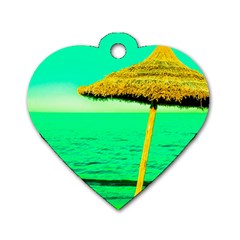 Pop Art Beach Umbrella  Dog Tag Heart (one Side) by essentialimage