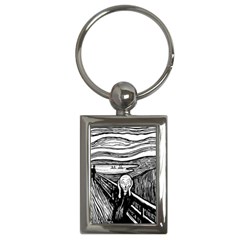 The Scream Edvard Munch 1893 Original Lithography Black And White Engraving Key Chain (rectangle) by snek