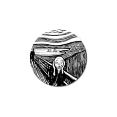 The Scream Edvard Munch 1893 Original Lithography Black And White Engraving Golf Ball Marker by snek