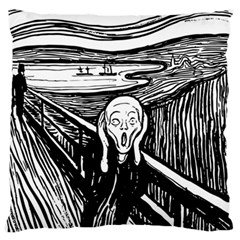 The Scream Edvard Munch 1893 Original Lithography Black And White Engraving Large Flano Cushion Case (two Sides) by snek