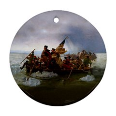 George Washington Crossing Of The Delaware River Continental Army 1776 American Revolutionary War Original Painting Round Ornament (two Sides) by snek