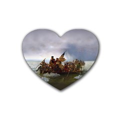 George Washington Crossing Of The Delaware River Continental Army 1776 American Revolutionary War Original Painting Rubber Coaster (heart)  by snek