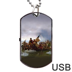 George Washington Crossing Of The Delaware River Continental Army 1776 American Revolutionary War Original Painting Dog Tag Usb Flash (two Sides) by snek
