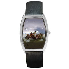 George Washington Crossing Of The Delaware River Continental Army 1776 American Revolutionary War Original Painting Barrel Style Metal Watch by snek