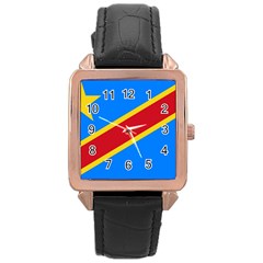 Flag Of The Democratic Republic Of The Congo Rose Gold Leather Watch  by abbeyz71