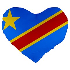 Flag Of The Democratic Republic Of The Congo Large 19  Premium Heart Shape Cushions