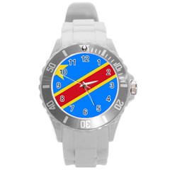 Flag Of The Democratic Republic Of The Congo, 2003-2006 Round Plastic Sport Watch (l) by abbeyz71