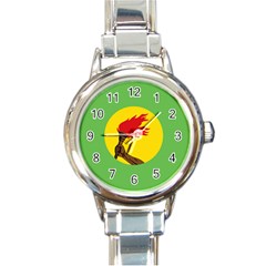 Flag Of Zaire Round Italian Charm Watch by abbeyz71