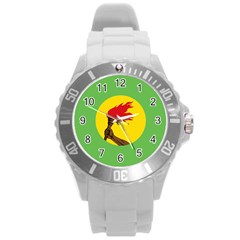 Flag Of Zaire Round Plastic Sport Watch (l) by abbeyz71