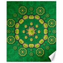 Fauna Bloom Mandalas On Bohemian Green Leaves Canvas 16  X 20  by pepitasart