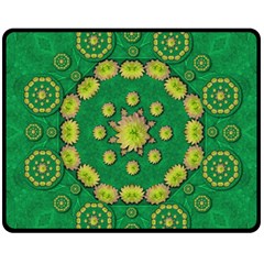 Fauna Bloom Mandalas On Bohemian Green Leaves Fleece Blanket (medium)  by pepitasart