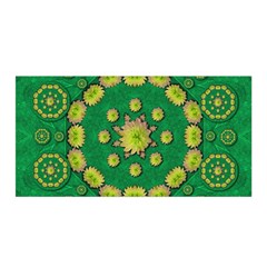 Fauna Bloom Mandalas On Bohemian Green Leaves Satin Wrap by pepitasart