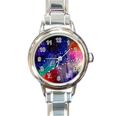 Cosmic Galaxy Stardust Round Italian Charm Watch by trulycreative